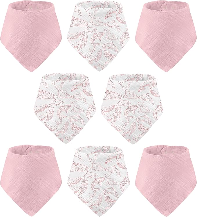 Muslin Baby bibs for drooling and teething, 100% cotton, Bibs for baby girl, Muslin bibs for boys (8 Pack)