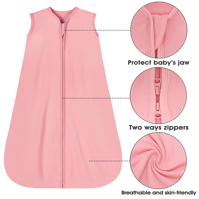 Baby Sleep Sack 18-24 Months 3 Pack Baby Wearable Blanket 100% Rayon Cotton 2-Way Zipper Toddler Sleeping Sack .Comfy Soft Lightweight TOG 0.3 (Banana&Flower&Pink,)