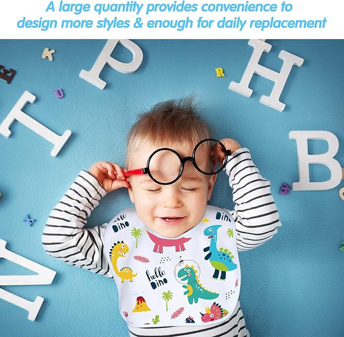 HooLing 12-Piece Sublimation Blank Baby Bib Set, Heat Press White Bibs, Printable, Reusable, Stain & Odor Resistant, Feeder Drool Bibs, 11.8 x 10.63 inches, Unisex-Babies, White