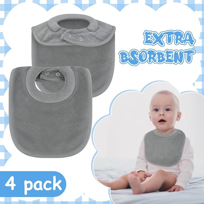 4 Pcs Baby Feeding Bibs for Drooling and Teething Comfi Neck Baby Bib with Padded Collar Absorbent