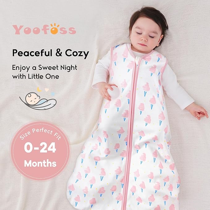 Yoofoss Baby Sleep Sack 6-12 Months 0.5 Tog Wearable Blanket for Baby, 3 Pack 100% Organic Cotton Infant Toddler Sleeping Sack 2-Way Zipper Lightweight Sleep Sack