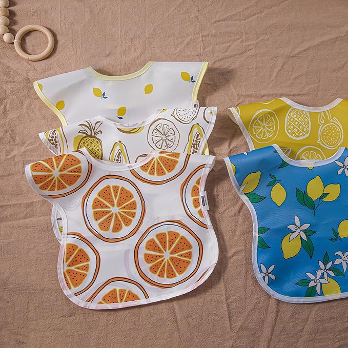 Soarwg Kids Baby Bibs, 5 Pack Waterproof Bibs for Unisex Boys Girls, Essential Must Have for Babies Eating, Feeding