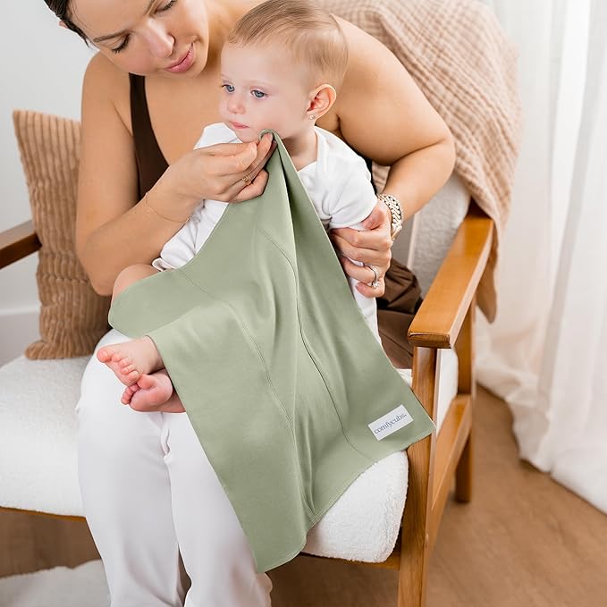 Comfy Cubs Baby Burp Cloths Set (Pack of 6) - Large, 6-Layer, Ultra Absorbent 100% Cotton for Infant Spit-Up, Drool, and Messes - Soft, Gentle, Thoughtful New Born Baby Gifts, Sage