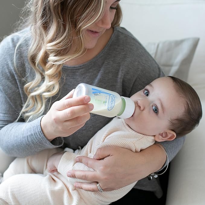 Dr. Brown's Anti-Colic Options+ Narrow Glass Baby Bottle with Level 1 Slow Flow Nipple, BPA-Free, 4 oz/120mL, 4-Pack