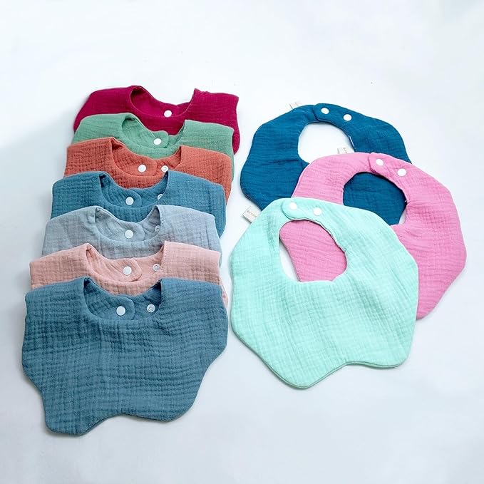 EllieHouse Baby Bibs for Girls Boys 10Pack Muslin Drool Teeth Drooling Teething Bibs Muslin Cotton for Infant Toddler