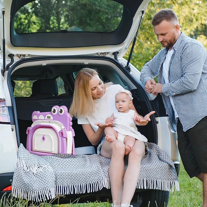 Collapsible Baby Bathtub for Newborn, Foldable Baby Bath Tub with Thermometer & Soft Floating Cushion & Drain Hole, Portable Travel Infant Bath Tubs for Newborns to Toddlers 0-36 Months Girls