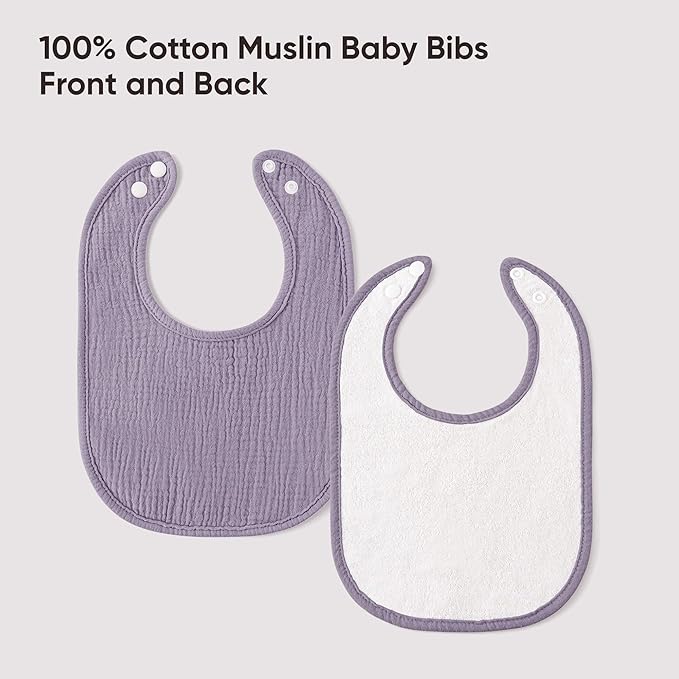 100% Cotton Muslin Baby Bibs 10-Pack Baby Drool Bibs for Unisex Baby Toddlers Infant Newborns Drooling and Teething