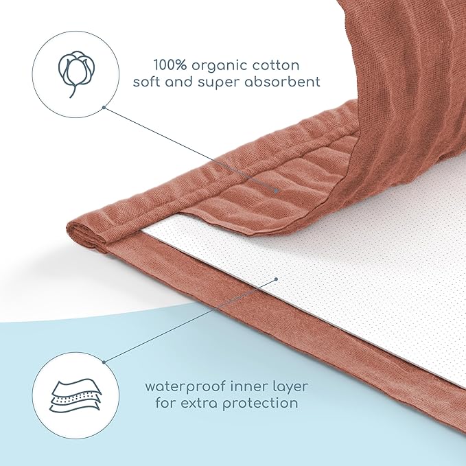 Muslin Burp Cloths Set, 6 Pieces, 100% Organic Cotton Hand Washcloths for Baby Boys and Girls Extra Absorbent and Soft Burping Rags (Boho - Multi Colored)