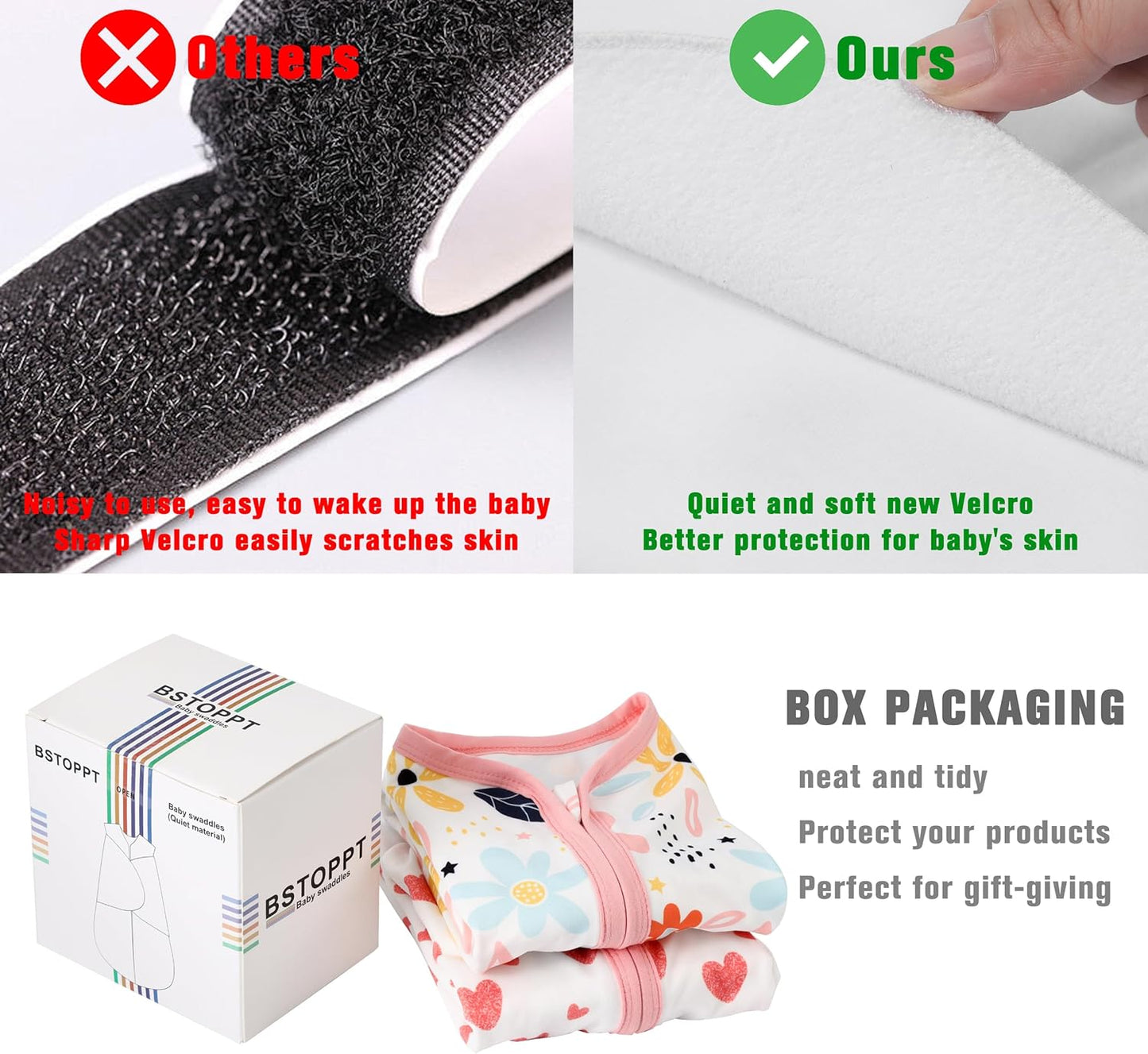 Newborn Sleep Sack Baby Swaddle,0-3 Months,3-Way Adjustable Wearable Blanket,100% Rayon Cotton Swaddling Sleeping Bag,TOG 0.5(Heart&Floral)