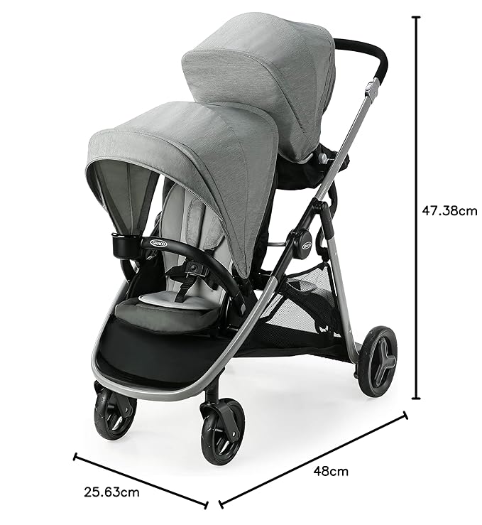 Graco Ready2Grow LX 2.0 Double Stroller Features Bench Seat and Standing Platform Options, Clark