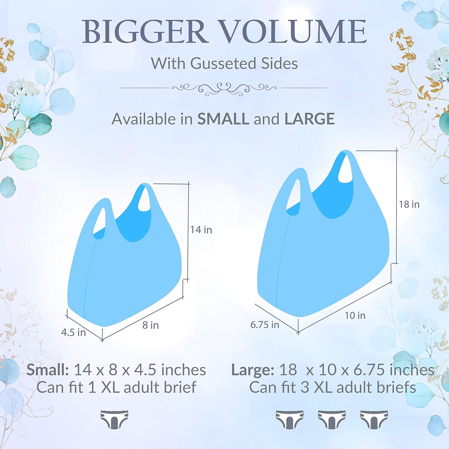 Heaven Scent Hygiene Bags 1.5MIL ULTRA-THICK Discreet Waste Disposal | MADE IN THE USA | Mild Baby Powder Scented Trash Bags for Adult Briefs & Feminine Products - Small, 50 Bags