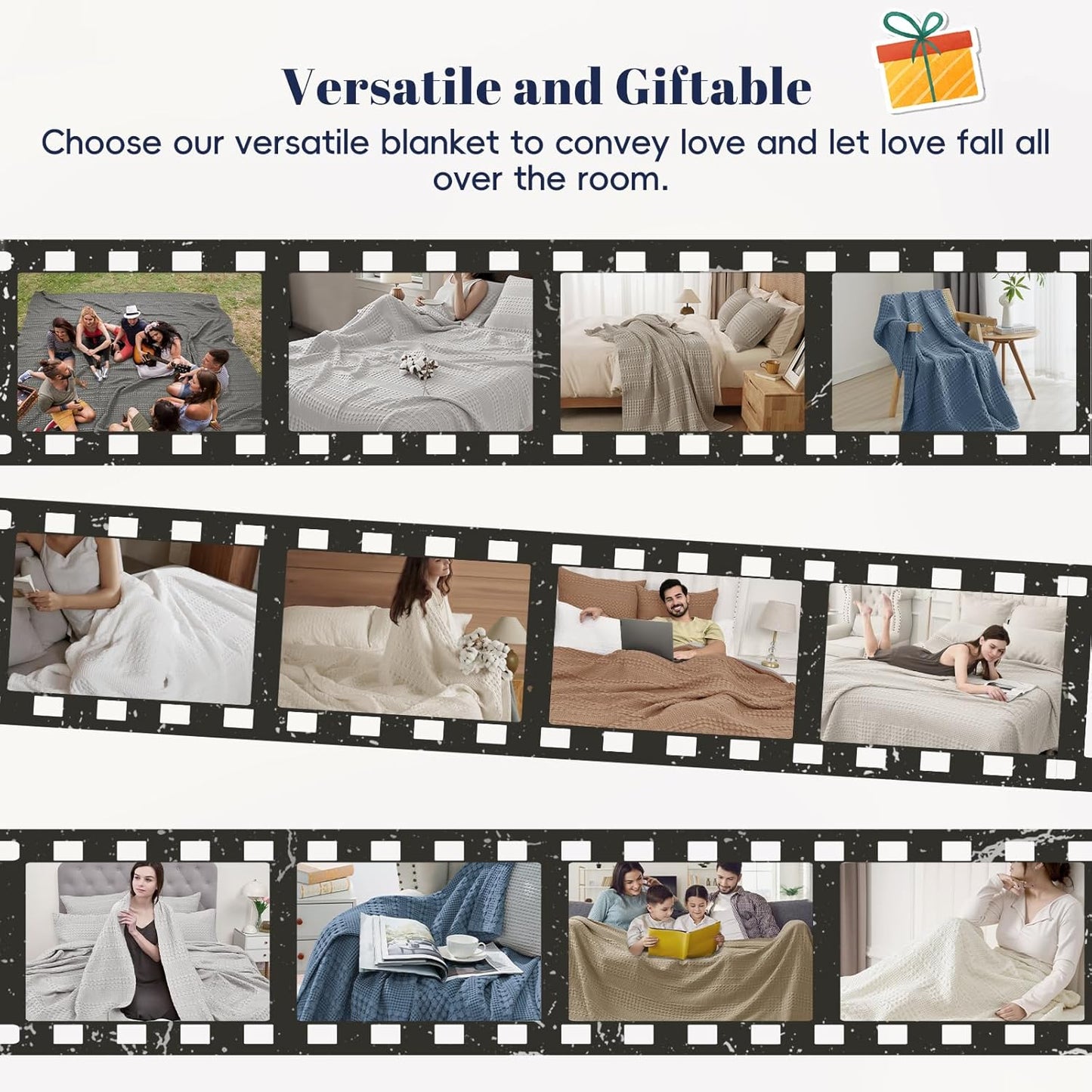 PHF 100% Cotton Waffle Weave Blanket King Size, Soft Lightweight Breathable Cozy Summer Blankets for Bed, Luxury Aesthetic Woven Bedding for Home Decor, 108"x90", Simply Taupe