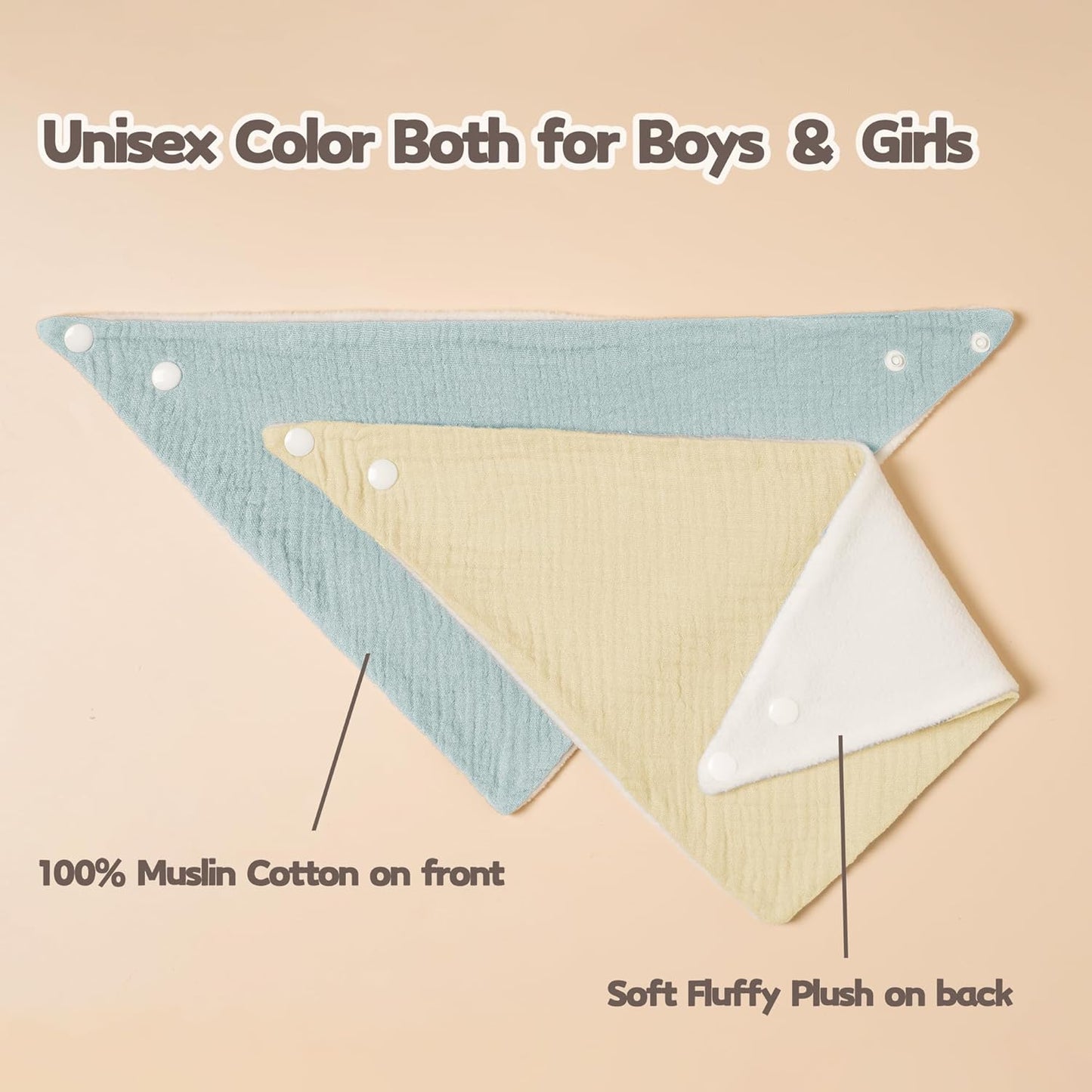 Susurration Muslin Baby Bibs 10Pack Baby Bandana Drool Bibs Soft Adjustable Newborn Bibs for Unisex Baby Girls & Boys (Greygreen)