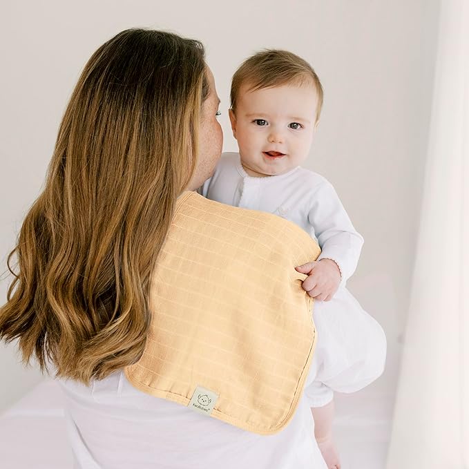 5-Pack Cotton Muslin Burp Cloths Baby Girls, Boys - Soft & Absorbent Spit Up Burp Rags, Large Muslin Towel, Cotton Wash Cloths for Babies, Newborn, Infant, No Shrink,Durable (Lavender)