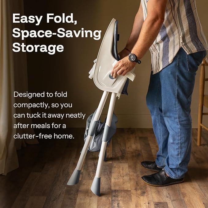 HARPPA 6-in-1 Convertible Baby High Chair for Toddlers, Foldable Highchair with Removable Tray for Eating & Playing, Adjustable 5-Point Safety Harness, Toddler High Chair with PU Cushion, Grey