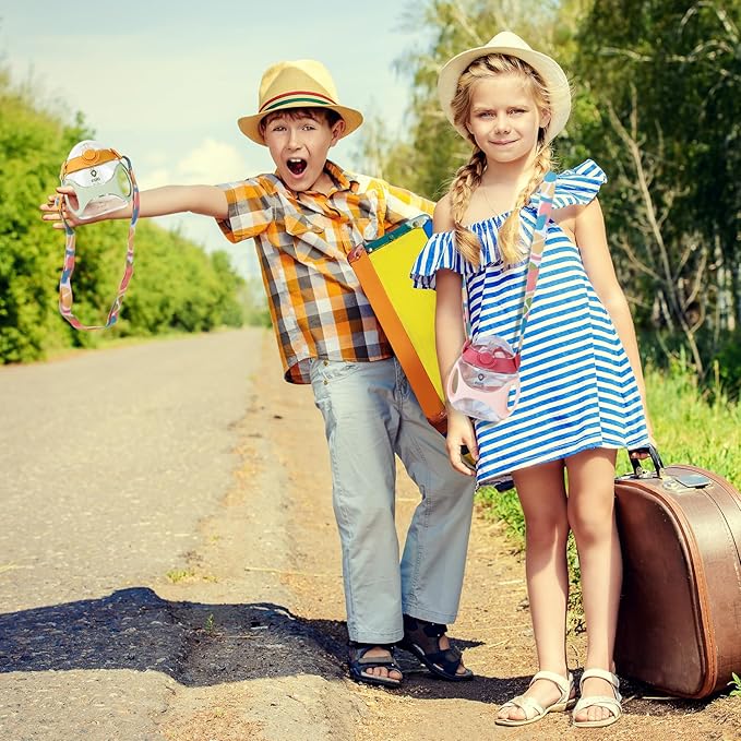Baby Straw Water Bottle with Handles and Strap, Portable Travel Toddler Cup for School,11 Ounce(Pink)