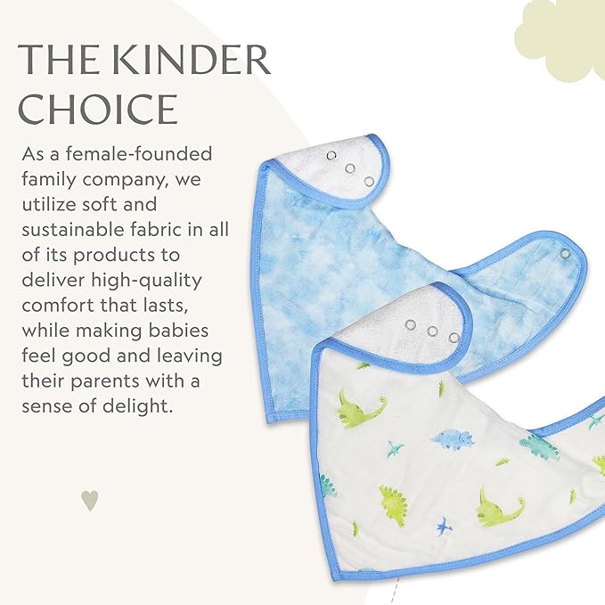 Bamboo Little Baby Bibs (Pack of 2) - Bibs with Adjustable Snaps- Absorbent Terry Backing