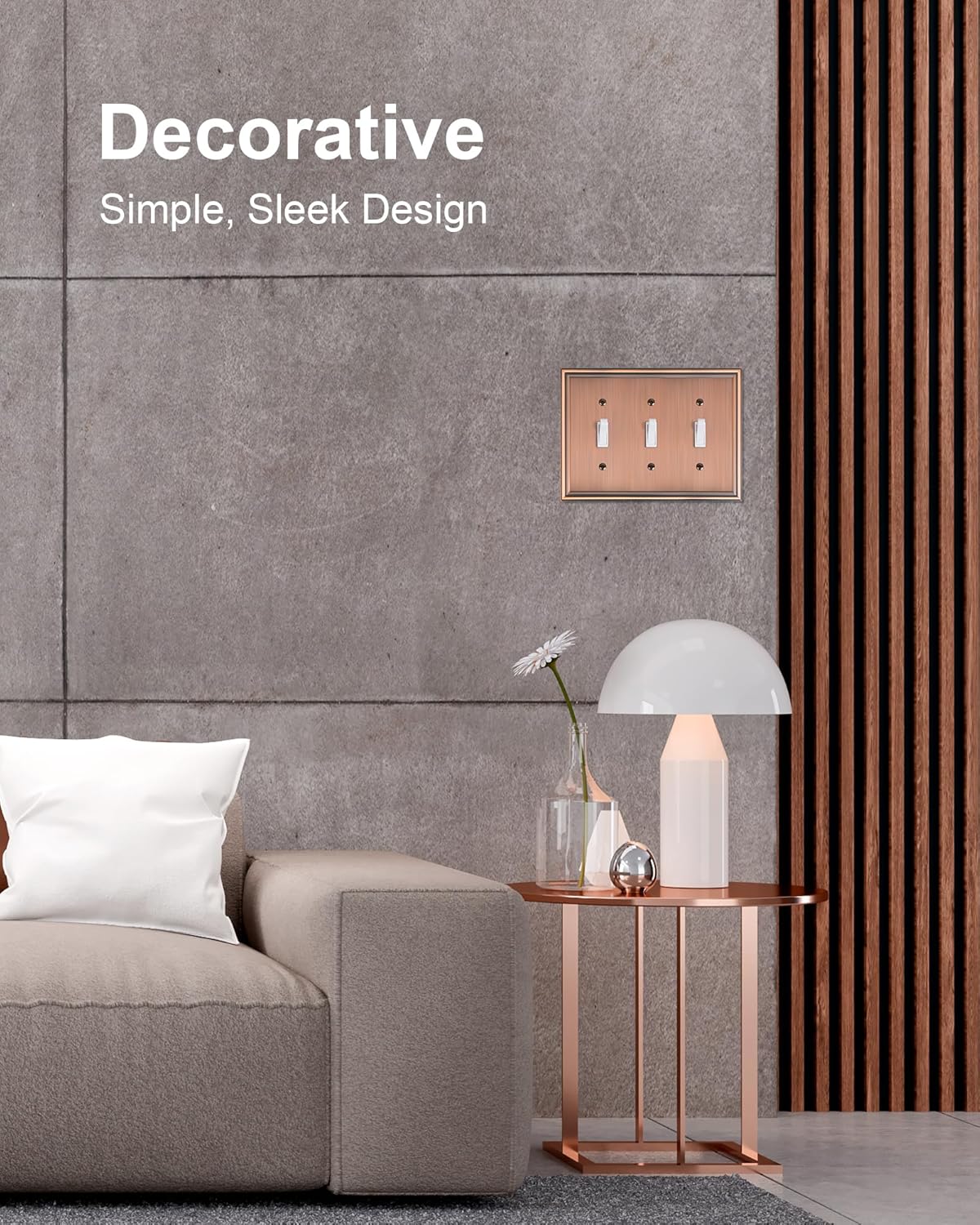 2-Pack Triple Toggle Light Switch Cover Plate, Durable Solid Zinc Alloy Decorative Switch Plate Covers, Antique Copper 3 Gang Wall Plate, Corrosion Resistant