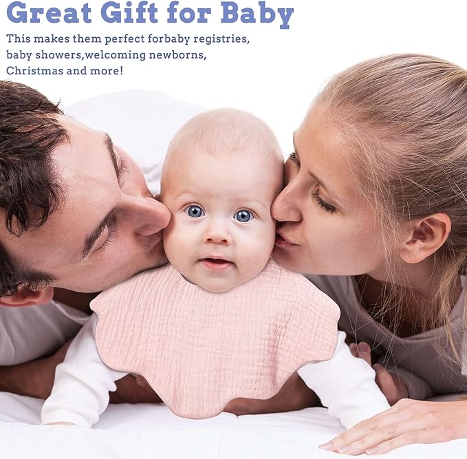 EllieHouse Baby Bibs for Girls Boys 10Pack Muslin Drool Teeth Drooling Teething Bibs Muslin Cotton for Infant Toddler