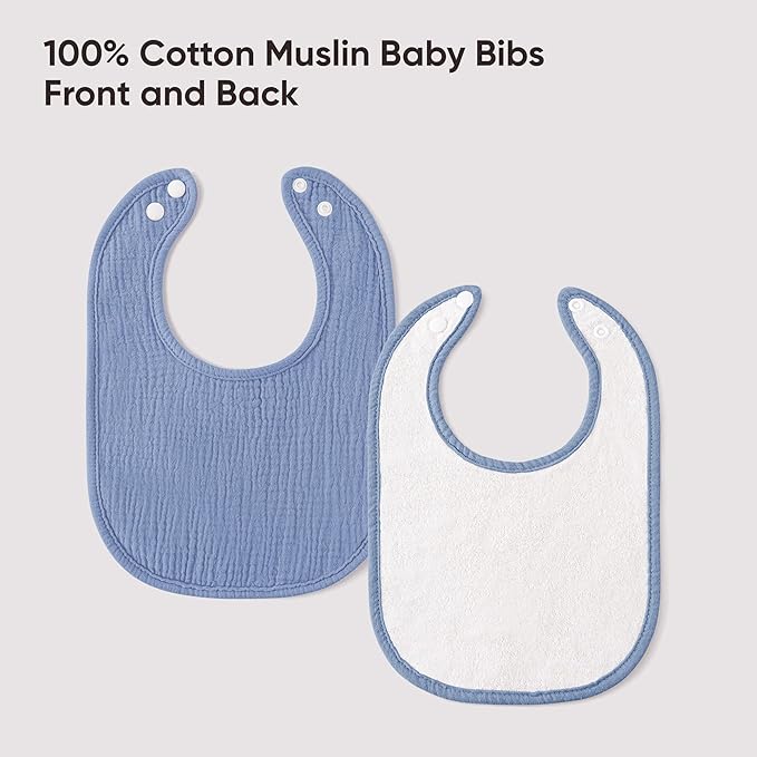 Bearmoss Muslin Baby Drooling Bibs 8 Pack, 100% Cotton Square Adjustable Bandana Bibs Gift for Baby Girls Boys Teething Drool