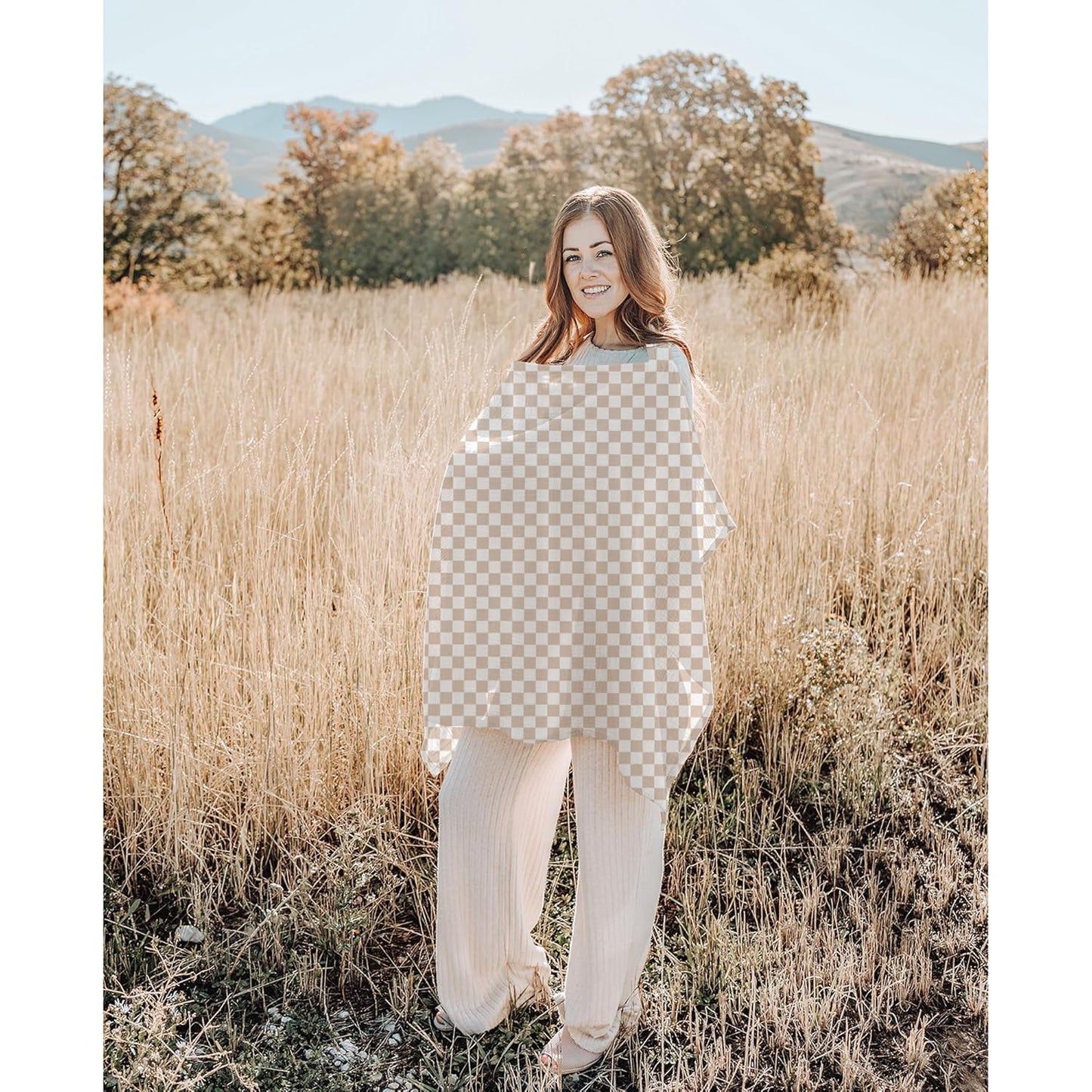 Konssy 2-Pack Muslin Nursing Cover Up for Breastfeeding Moms with Rigid Hoop, 100% Cotton, Lightweight & Breathable Breastfeeding Cover, Adjustable & Comfort