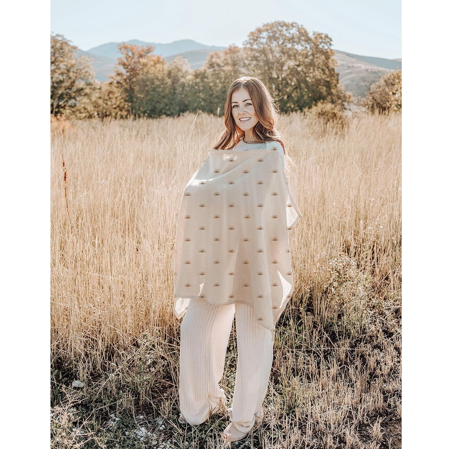 Konssy 2-Pack Muslin Nursing Cover Up for Breastfeeding Moms with Rigid Hoop, 100% Cotton, Lightweight & Breathable Breastfeeding Cover, Adjustable & Comfort