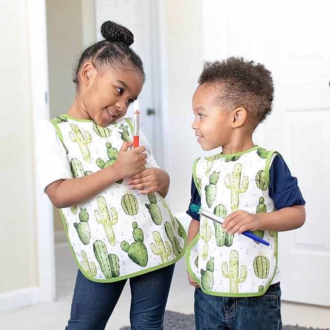BapronBaby Desert Cactus Bapron - No Neck Tie Safer Bib for Baby & Toddler - Soft Waterproof Stain Resistant - Machine Washable - Sz Baby/Toddler 6m-3T