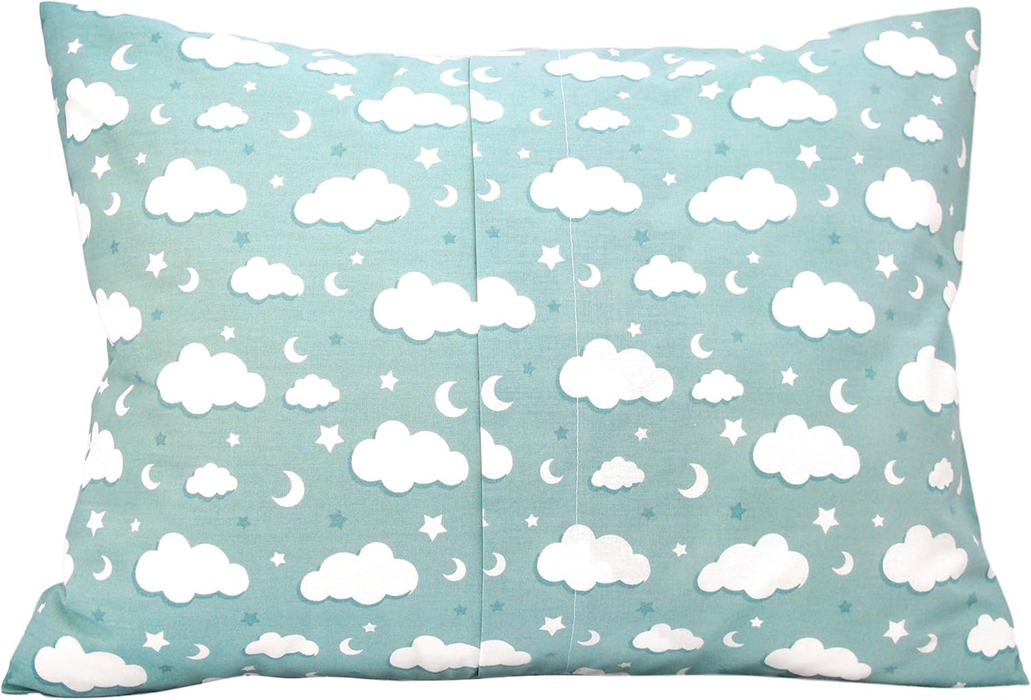 Toddler Pillowcase 13x18 - Moon Child Pillow Case, Cotton Toddler Pillowcase Star, Gray Star Travel Pillow Case Cover - Green Cloud Pillowcase