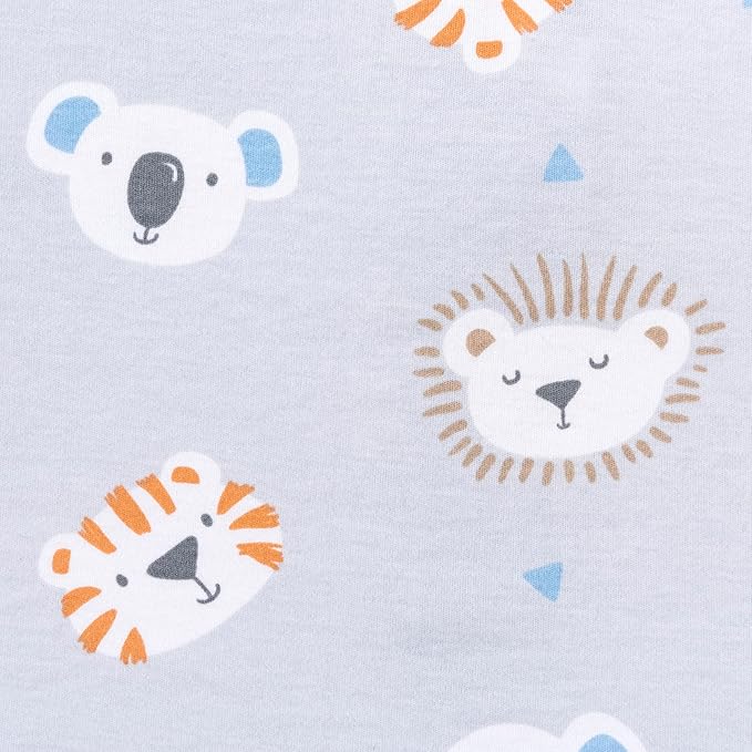 HALO 100% Cotton Sleepsack Swaddle, 3-Way Adjustable Wearable Blanket, TOG 1.5, Multicolor Lions, Tigers, and Bears, Newborn, 0-3 Months
