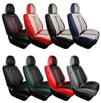 FREESOO Front Seats 2PCS Leather Car Seat Covers, Ultra Breathable Waterproof Seat Covers for Cars Trucks SUV, Carseat Protector Car Seat Cover Fit for Most Vehicles, Black Green