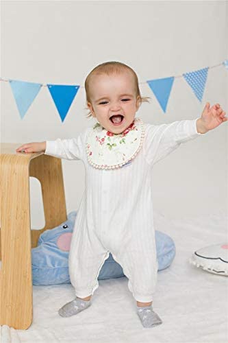 GZMM Baby Bib For Girls,Reversible Waterproof Handmade Natural Cotton Baby Drool Bib 0-12 months 4 Pack (floral mult-7, 0-12)