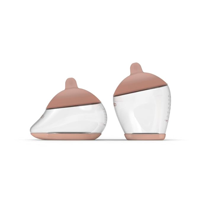 Emulait Baby Bottle Starter Kit Includes 2 Bottles 2 Nipples 2 Caps 2 Lids 2 Responsive Flow Valves, Cleaning Brush - Medium - Shape 2-RFV