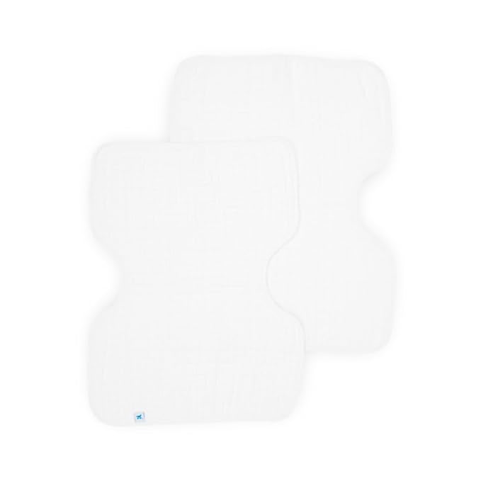 Little Unicorn Ultra-Absorbent Premium Burp Cloth 2 Pack | Soft on Baby's Skin | Larger Size | Ergonomic Design | Set of 2 (White)