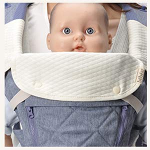 Bebamour Drool and Teething Reversible Cotton Pad For All Carry Positions Baby Carrier White Drool Bib For Boys & Girls（White）