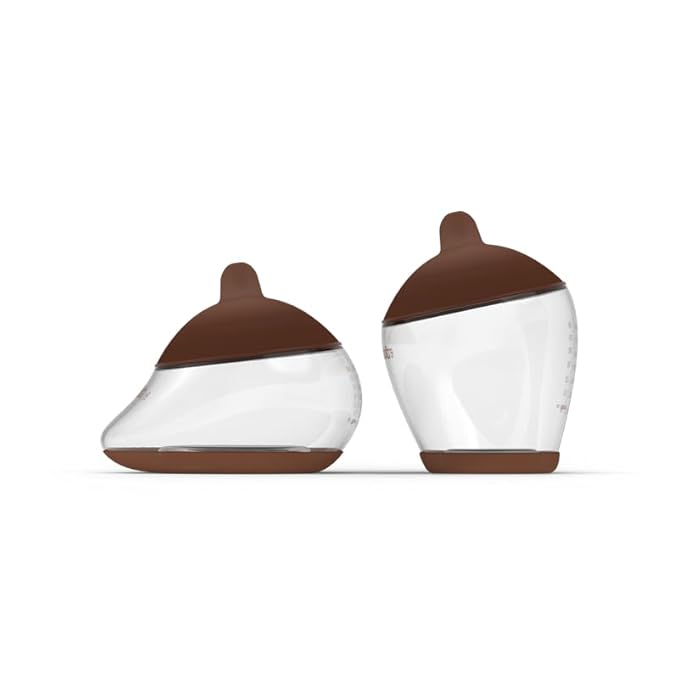 Emulait Baby Bottle Starter Kit Includes 2 Bottles 2 Nipples 2 Caps 2 Lids 2 Responsive Flow Valves, Cleaning Brush