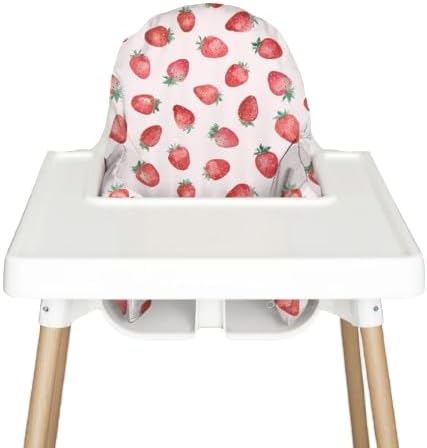 Nibble and Rest Highchair Cushion Cover for Inflatable Cushion, Compatible for IKEA Antilop Highchair, Accessories Stain-Proof and Wipeable Cover (Cushion NOT Included)(Strawberries)