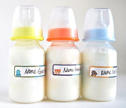 Bottle Labels, Write-On, Self-Laminating, Waterproof Kids Name Labels for Baby Bottles, Sippy Cup for Daycare School, Dishwasher Safe, Boy or Girl (Transportation, Set of 2)