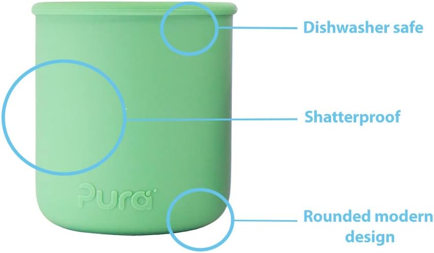 Pura my-my Silicone Trainer Cup 5oz/150ml - 100% Plastic Free, Reusable, Food Grade, Spill Proof Cups for Kids, Toddlers, Preschoolers, Babies & Infants - 3-Pack Slate, Mint & Moss