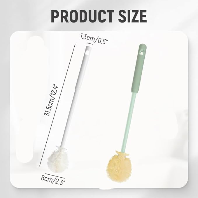 3Pcs 360° Flexible Silicone Bottle Brush with Long Handle Multifunction Flexible, Deep Cleaning for Narrow Neck Bottles, Baby Bottles, Water Bottles (Nylon Blue)