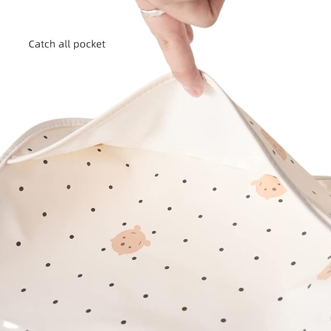 GZMM Waterproof Baby Bibs,Infant Toddler Long Sleeve Feeding Bib With Food Catcher,Easy Clean & Washable