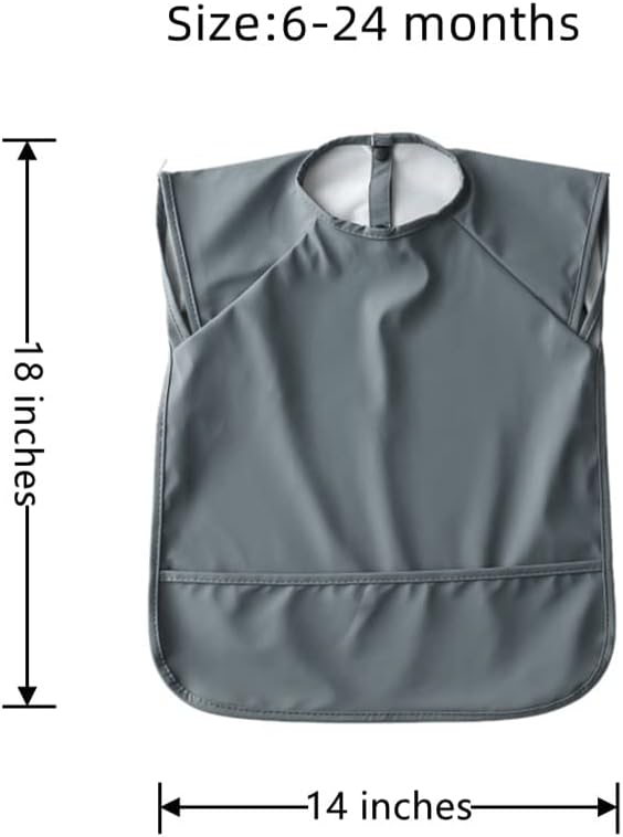 GZMM Waterproof Baby Bibs,Infant Toddler Extra Cover Feeding Bib With Food Catcher,Easy Clean & Washable