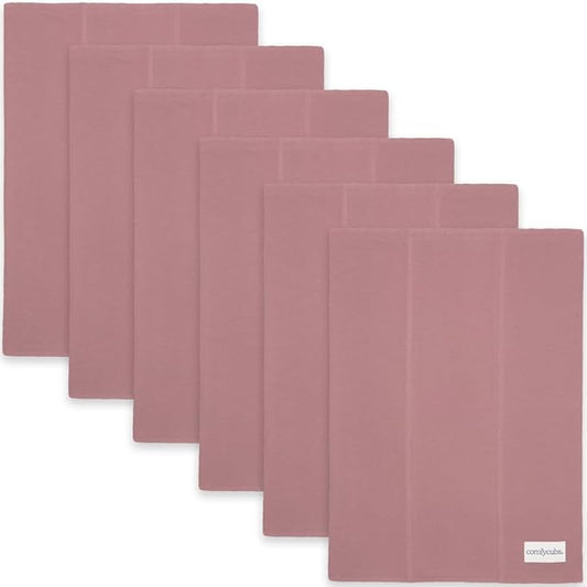 Comfy Cubs Baby Burp Cloths Set (Pack of 6) - Large, 6-Layer, Ultra Absorbent 100% Cotton for Infant Spit-Up, Drool, and Messes - Soft, Gentle, Thoughtful New Born Baby Gifts, Mauve