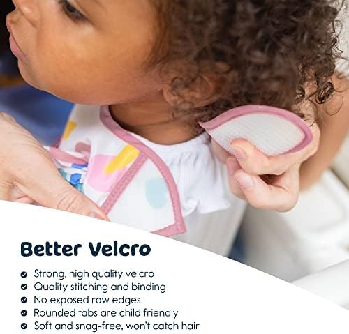 Tiny Twinkle Mess Proof Baby Bibs for Eating – Waterproof, Wipeable Toddler Bibs with Pocket – Baby Food Bibs for Girls & Boys(3 Pack,Girl Hearts)