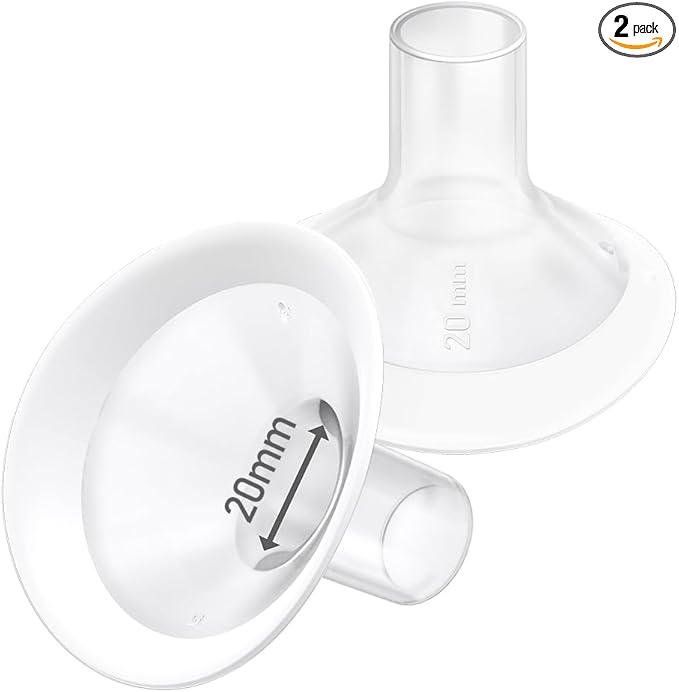 2pcs 20mm Soft Rim Flanges with 106 Degree Wider Opening Angle for Medela Breast Pump, PersonalFit, Freestyle, Maxflow, Freestyle Flex Swing Maxi Connector,Lansinoh Signature Pro