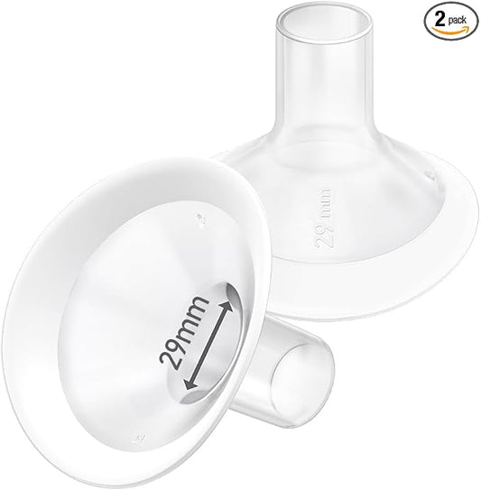 2pcs 29mm Soft Rim Flanges with 106 Degree Wider Opening Angle for Medela Breast Pump, PersonalFit, Freestyle, Maxflow, Freestyle Flex Swing Maxi Connector, Lansinoh Signature Pro