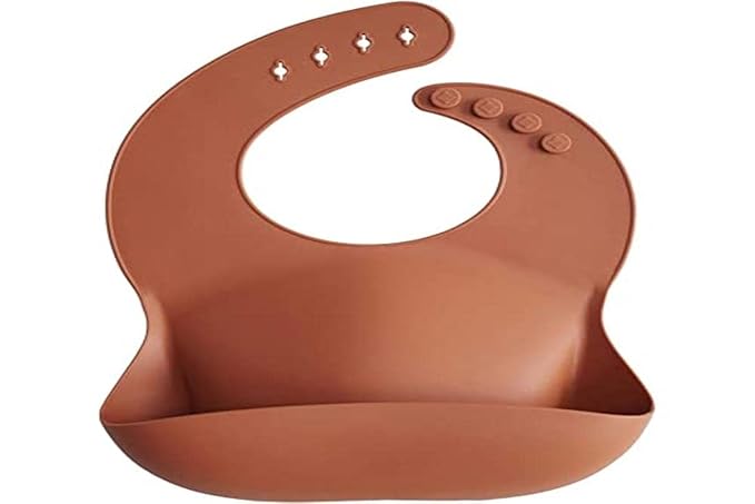 mushie Silicone Baby Bib | Adjustable Fit Waterproof Bibs (Clay)