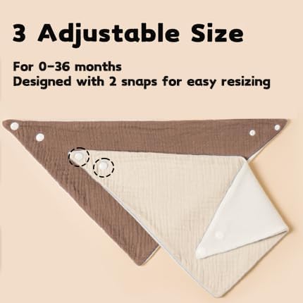Susurration Muslin Baby Drool Bibs 6Pack Soft Triangular Adjustable Baby Bandana Bibs for Unisex Baby Girls & Boys