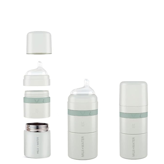 MILK & WATER All in One Baby Bottle & Baby Formula Dispenser On The Go, 5oz - Keeps Water Warm & Formula Fresh - Baby Formula Mixing Bottle with Anti Colic Nipple - Leak-Proof - 3+ Months (Green)