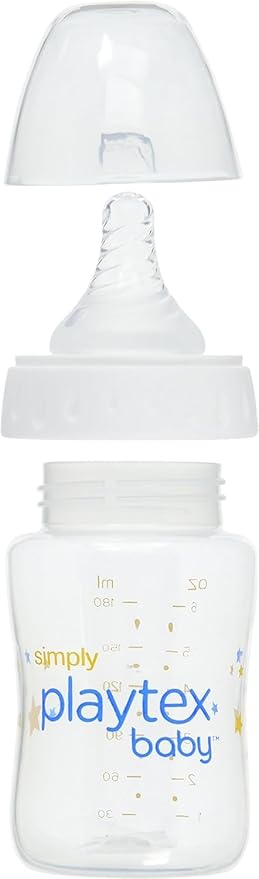 Playtex Baby Simply Playtex Complete Tummy Comfort Baby Bottles, 6 Oz (3 Count), Anti-Colic & Anti-Reflux Bottles for Newborn and Breastfeeding Babies, Feeding Essentials