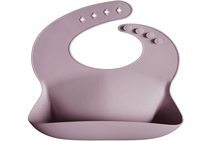 mushie Silicone Baby Bib | Adjustable Fit Waterproof Bibs (Pale Mauve)